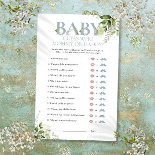 Papier Devinez Qui Maman Papa Baby shower Vert Jeu