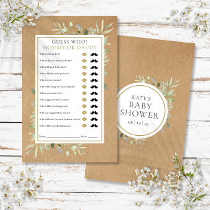 Papier Devinez Qui Maman Papa Rustic Baby shower Jeu