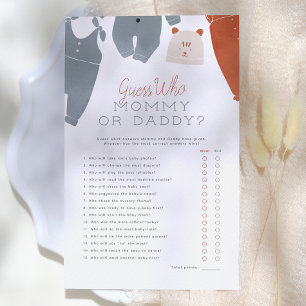 Papier Devinez qui   Tenue bébé bohème Hello Baby Shower