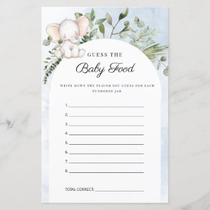 Papier Devinez The Baby Food Boy Blue Baby shower Jeu