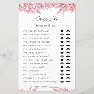 Papier Devinez Who-Bride ou Groom-Blossom Bridal ShowerGa