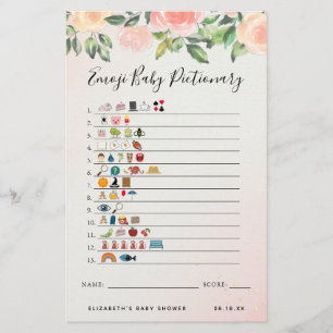 Papier Dictionnaire Emoji Jeu de Baby Shower