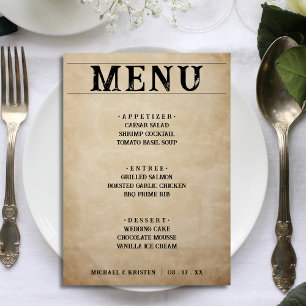 Papier Dîner Brown de mariage rustique