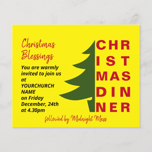 Papier Dîner de Noël de l'Église simple Invitation (Devant)