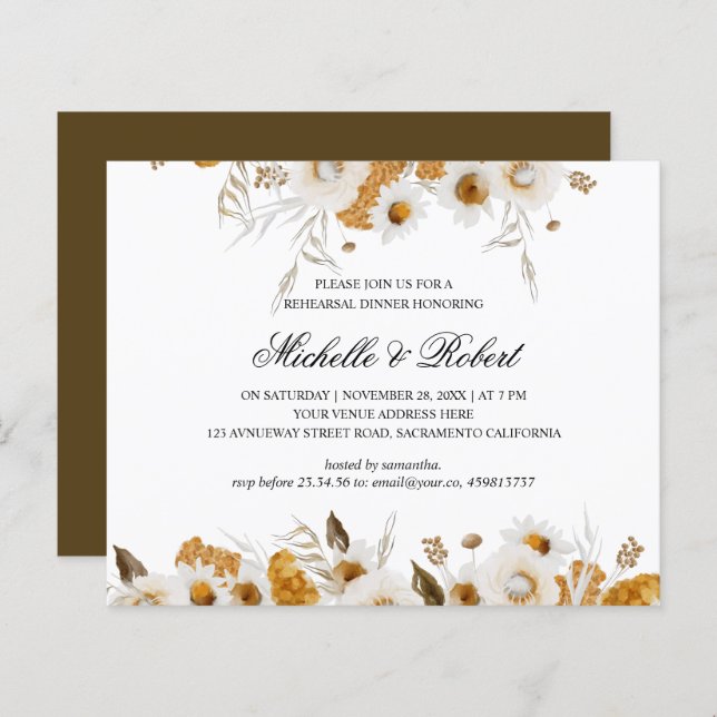 Papier Dîner de répétition blanc Mimosa jaune (Devant / Derrière)