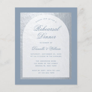 Papier Dîner de répétition bleu argent Faux Budget