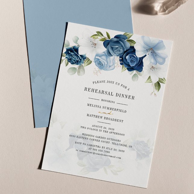 Papier Dîner de répétition bleu floral Budget (Créateur téléchargé)