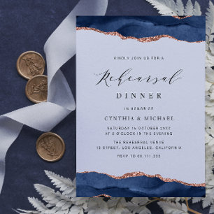 Papier dîner de répétition d'or rose bleu marine
