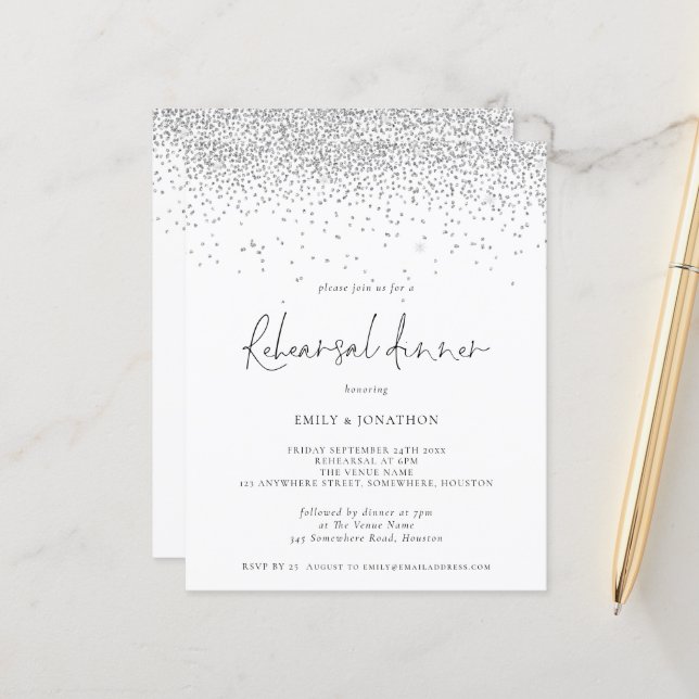 Papier Dîner de répétition du Mariage de la Parties scint (Devant/Arrière en situation)