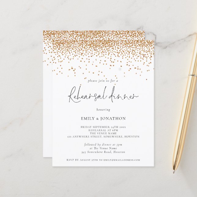Papier Dîner de répétition du Mariage de la Parties scint (Devant/Arrière en situation)