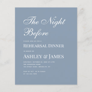 Papier Dîner de répétition Dusty Blue Calligraphy Invitat