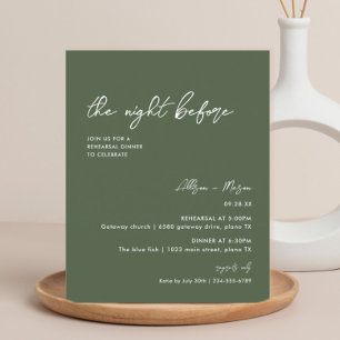 Papier Dîner de répétition Mariage vert olive budget