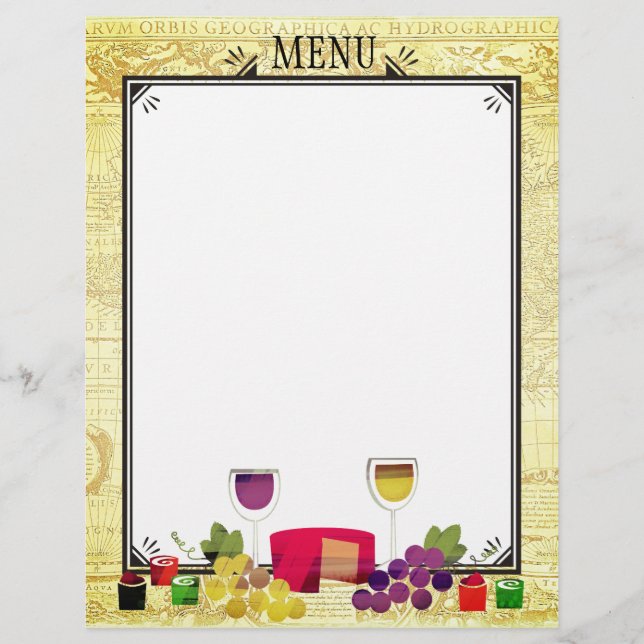 Papier Dîner-table au fromage de vin gourmet en chef (Devant)