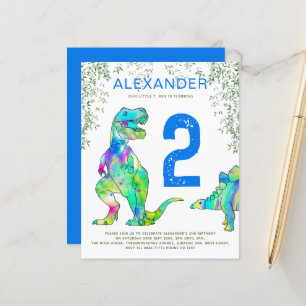 Papier Dinosaur 2ème anniversaire fête jungle budget bleu