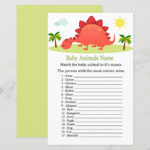 Papier Dinosaur Bébé Animaux Nom Jeu
