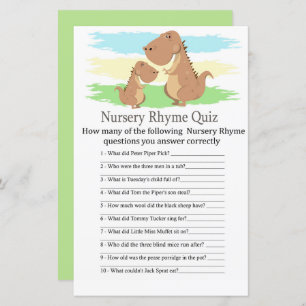 Papier Dinosaur T-rex Nursery Rhyme Quiz jeu de baby show