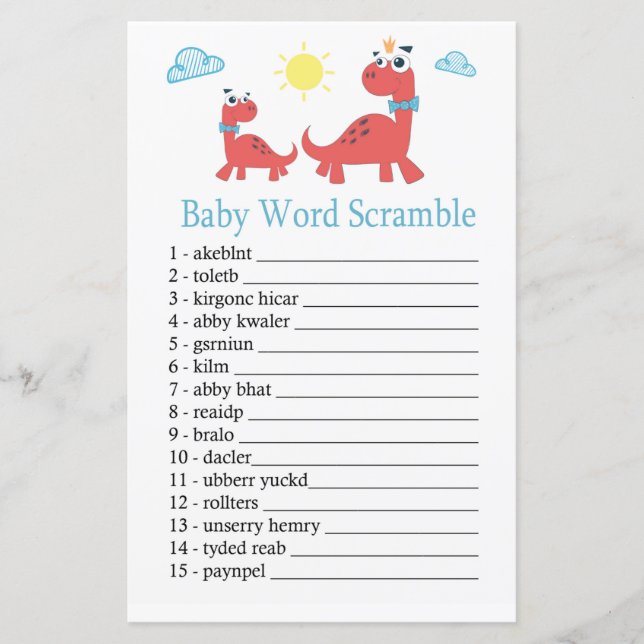 Papier Dinosaure rouge Baby jeu de mots brouillage (Devant)