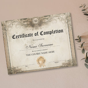 Papier Diplôme Certificat d'achèvement Cours d'attributio