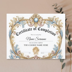 Papier Diplôme Certificat d'achèvement Cours d'attributio