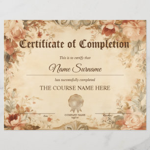 Papier Diplôme Certificat d'achèvement Cours d'attributio
