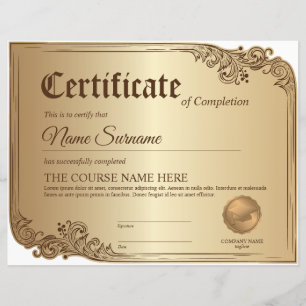 Papier Diplôme Certificat de participation Prix