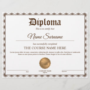 Papier Diplôme Certificat de participation Prix