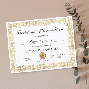 Papier Diplôme d'attribution de certificat d'achèvement c