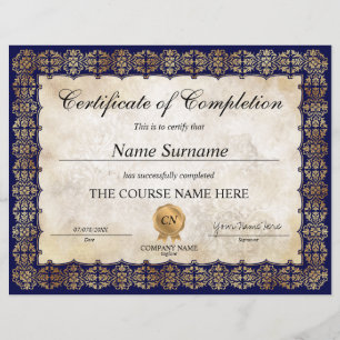 Papier Diplôme d'attribution de certificat d'achèvement c