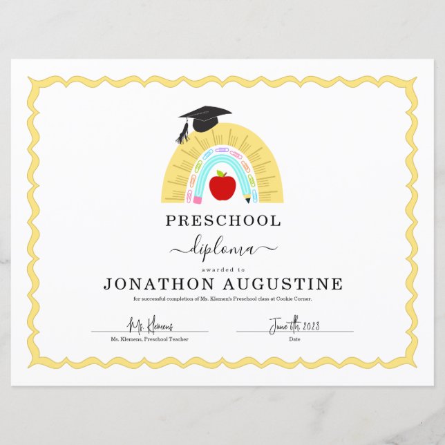Papier Diplôme d'études préscolaires (Devant)