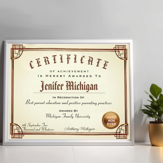 Papier Diplôme professionnel de faux certificat personnal (Elegant diploma certificate geometric simulated golden border frame.)