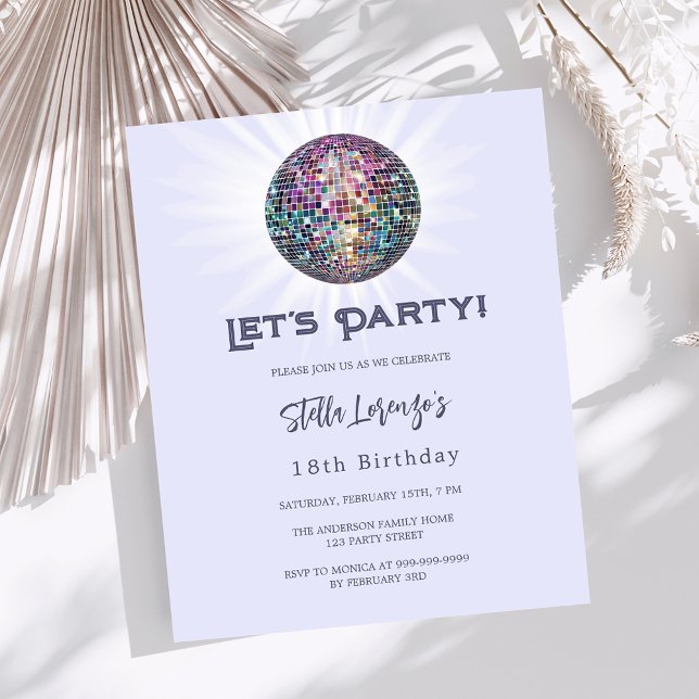 Papier Disco fête lavande violet invitation anniversaire (Créateur téléchargé)