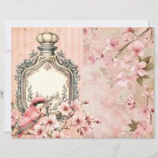 Papier Disposition de journal floral en bouteille rose vi