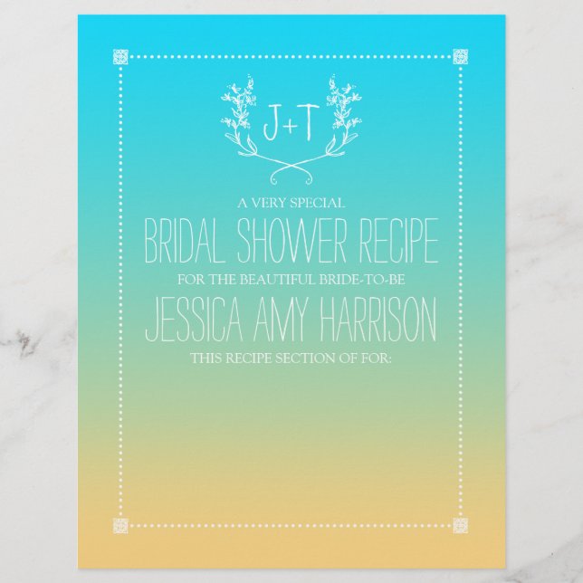 Papier Divider de Fête des mariées Monogram Wreath Beach  (Devant)