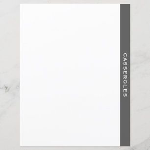 Papier Divider de livre de cuisine Gris et blanc Cass
