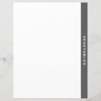 Divider de livre de cuisine | Gris et blanc | Légu