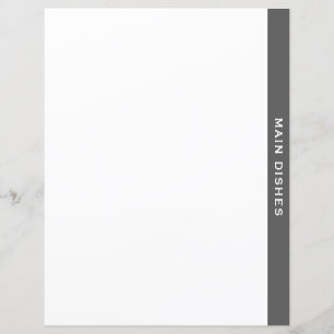 Papier Divider de livre de cuisine Gris et blanc Plat