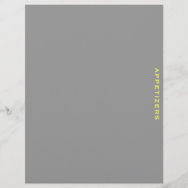 Papier Divider de recette | Entrées | gris et jaune (Devant)
