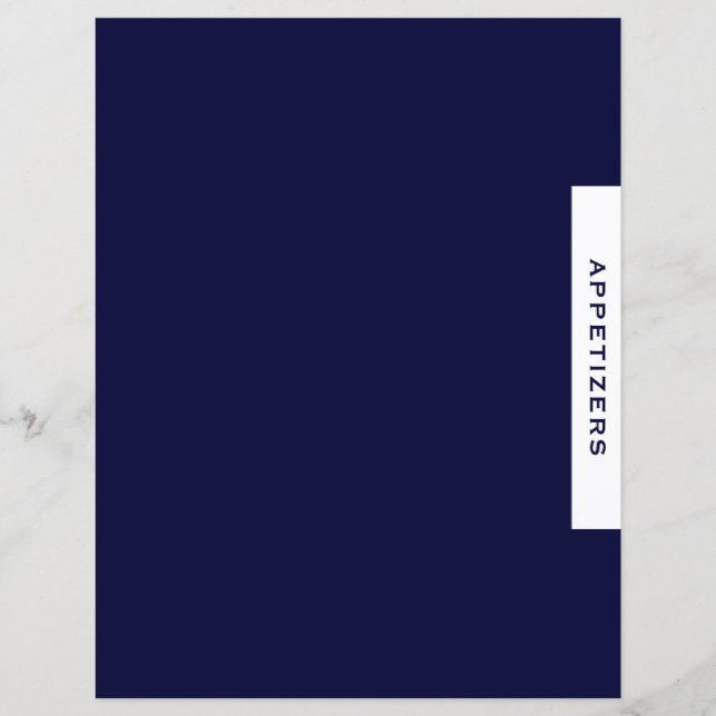 Papier Divider de recette | Entrées | Simple Navy & White (Devant)