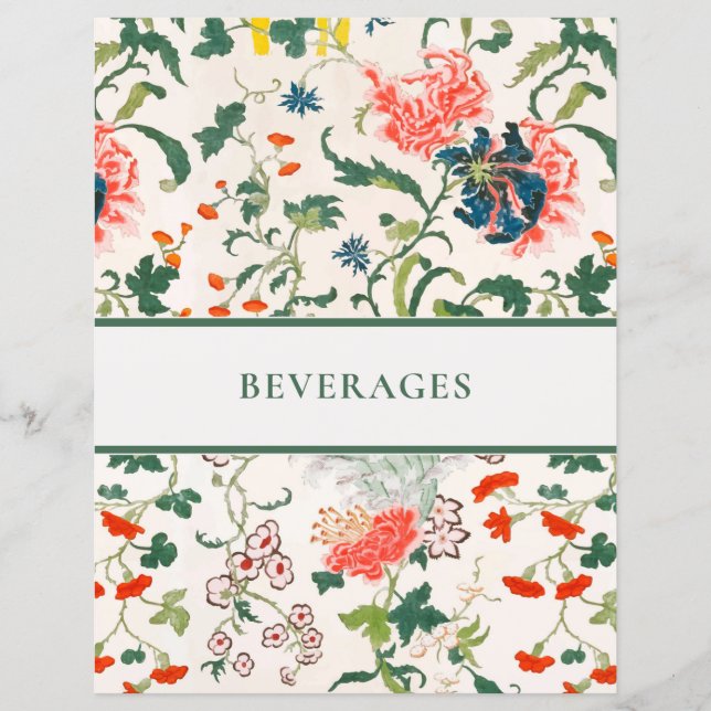 Papier Divider de recette | Floral élégant | Boissons (Devant)