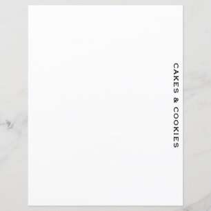 Papier Divider de recette Gâteaux et cookies Blanc si