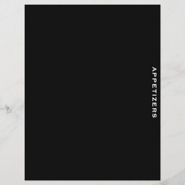 Papier Divider de recette | Noir et blanc | Entrées (Devant)