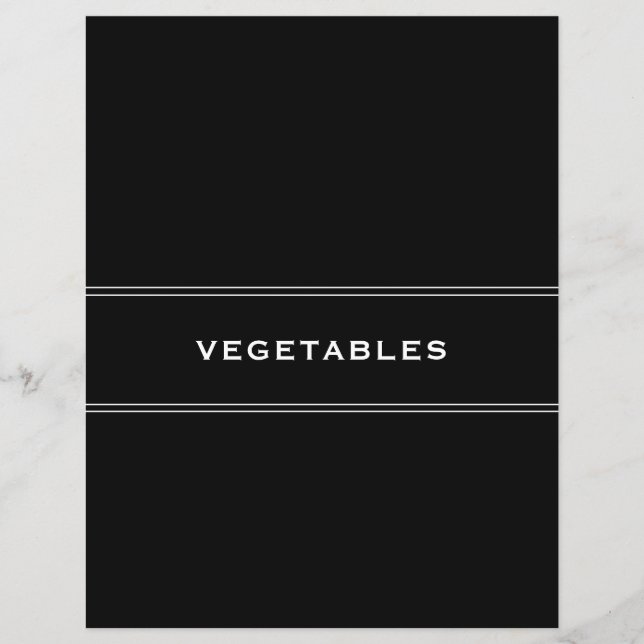 Papier Divider de recette | Noir et blanc | Légumes (Devant)