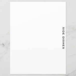 Papier Divider de recette Plats Côtés Blanc simple