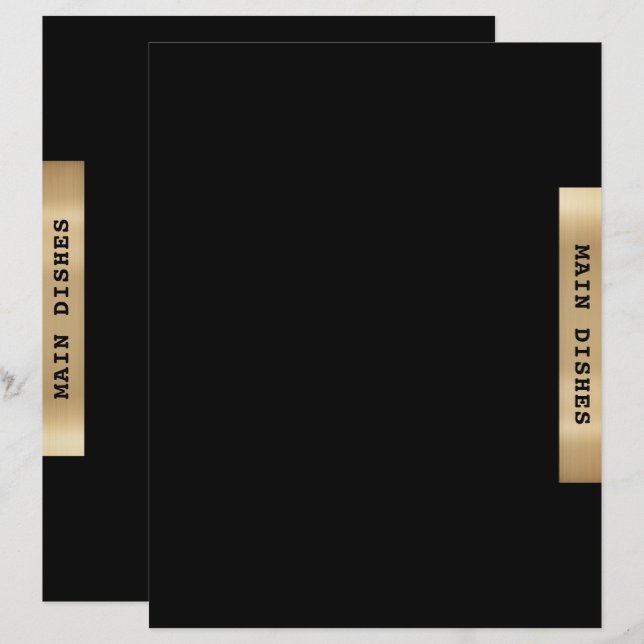 Papier Divider de recette | Plats principaux | Or noir (Devant / Derrière)