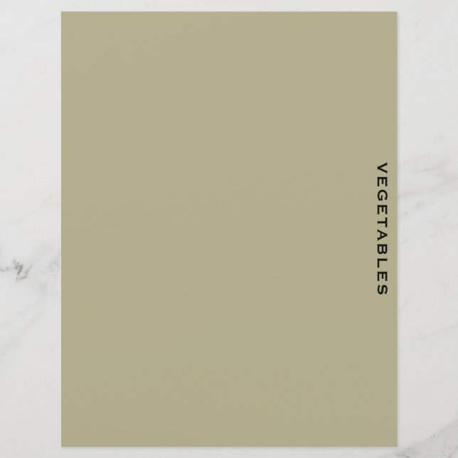 Papier Divider de recette | Sage et noir | Légumes (Devant)
