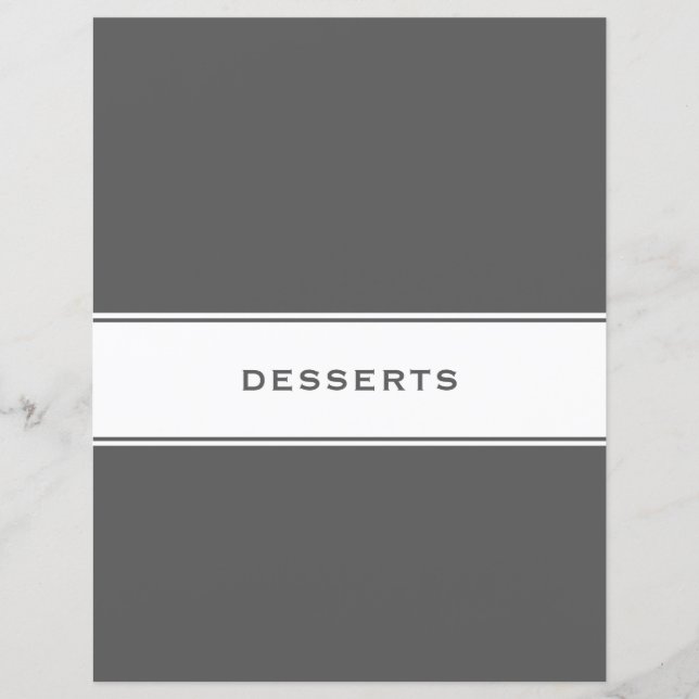 Papier Divider de sujet de recette | Desserts | Gris et b (Devant)