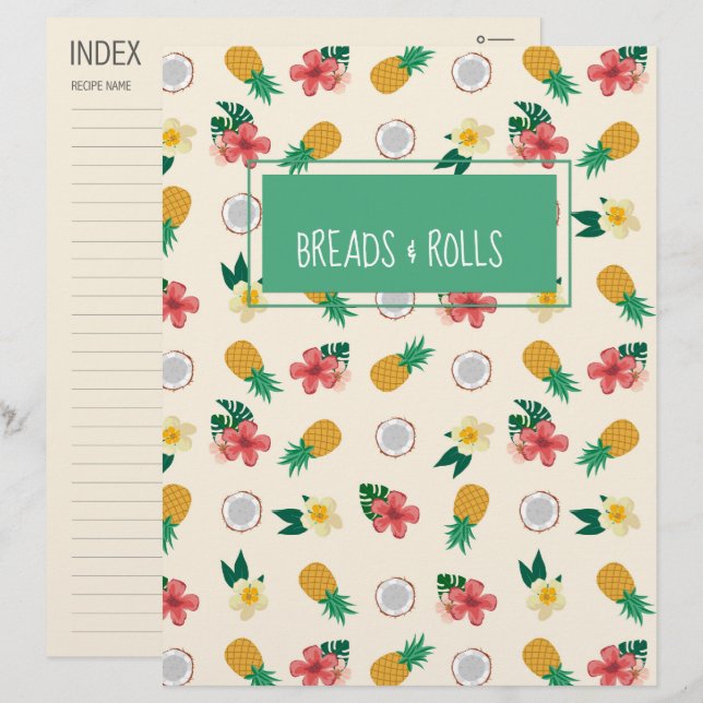 Papier Diviseur/Index de recettes de feuillage tropical (Devant / Derrière)