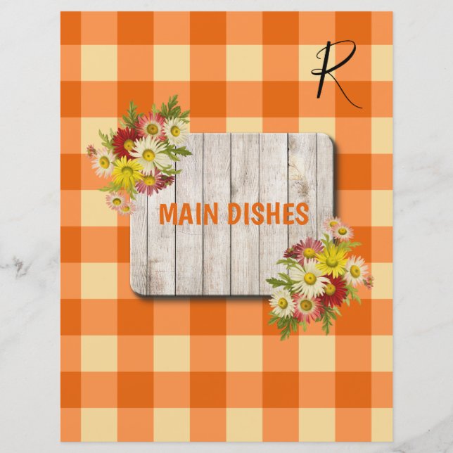 Papier Diviseur organisateur de recettes en vichy orange  (Devant)
