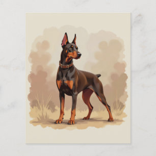 Papier Dobermann Pinscher Chien Marron Rouille Rouge