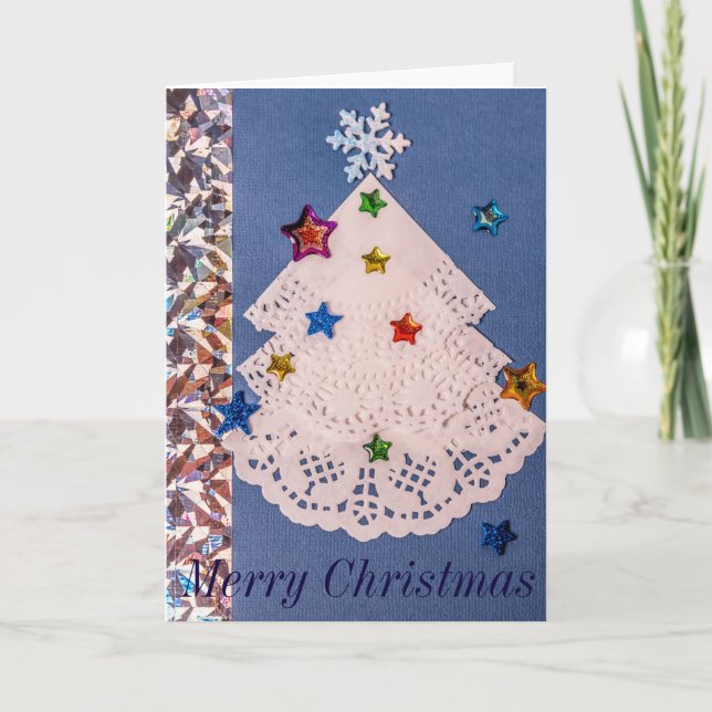 Papier doiliers Noël arbre carte de voeux (Devant)